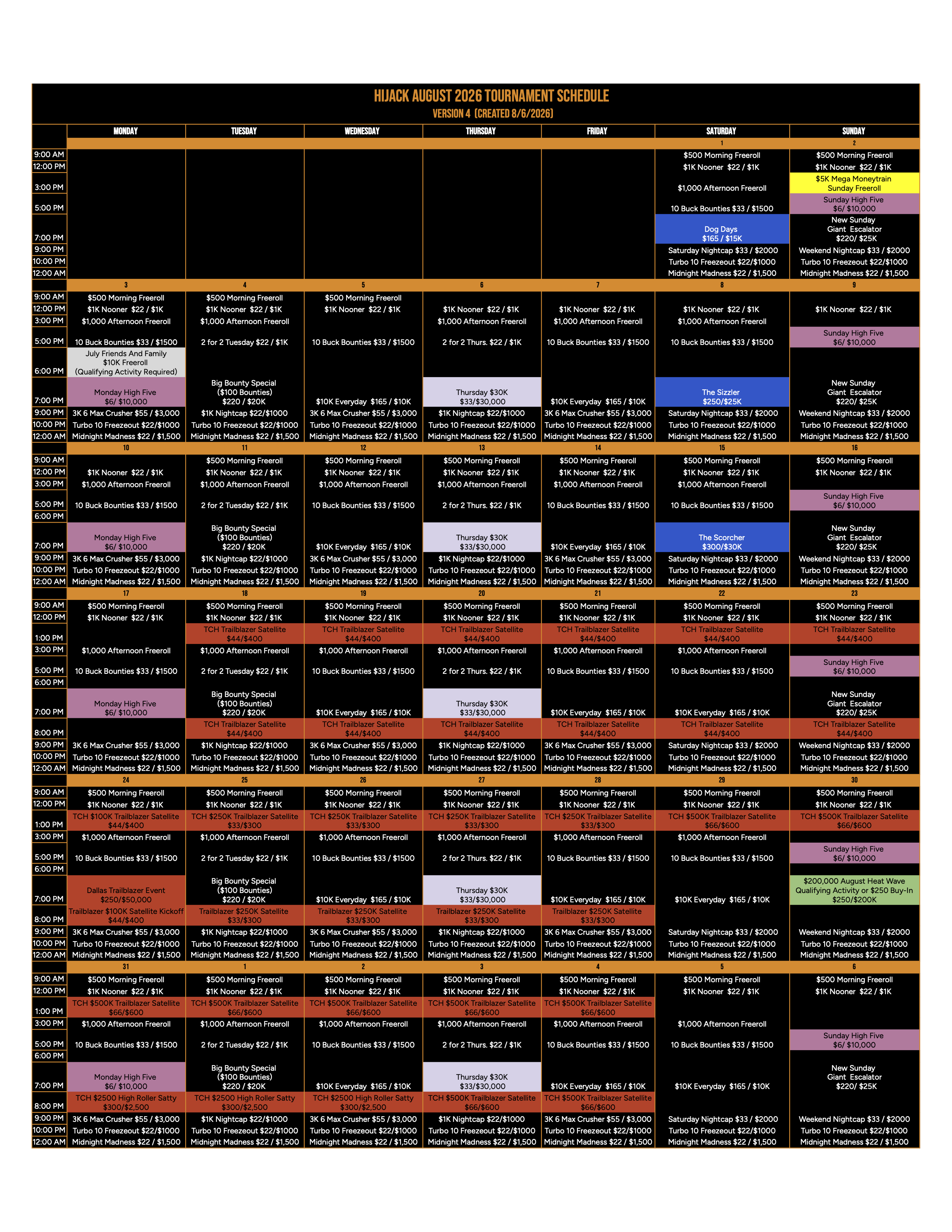 Hijack August 2026 Tournament Schedule v4