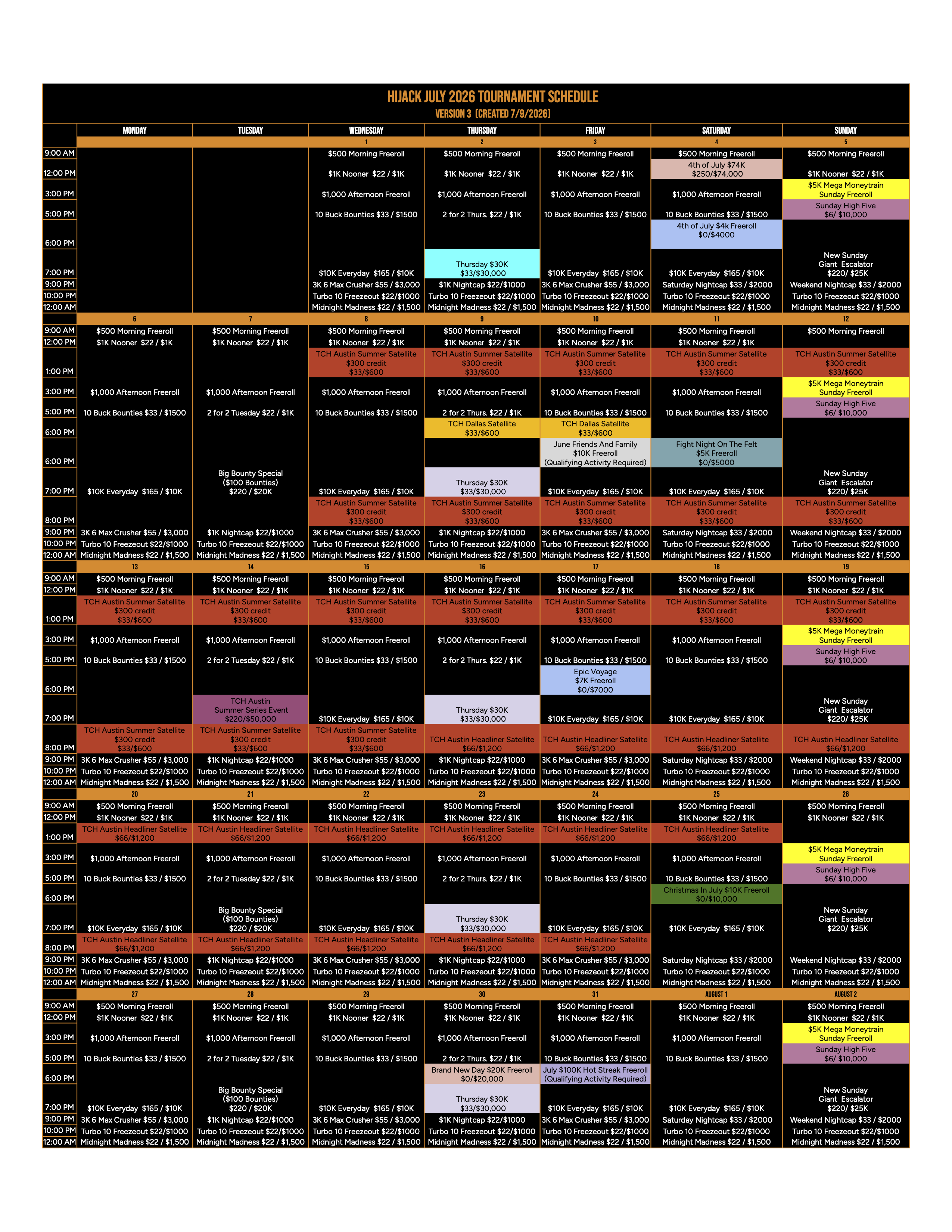 Hijack July 2026 Tournament Schedule v3
