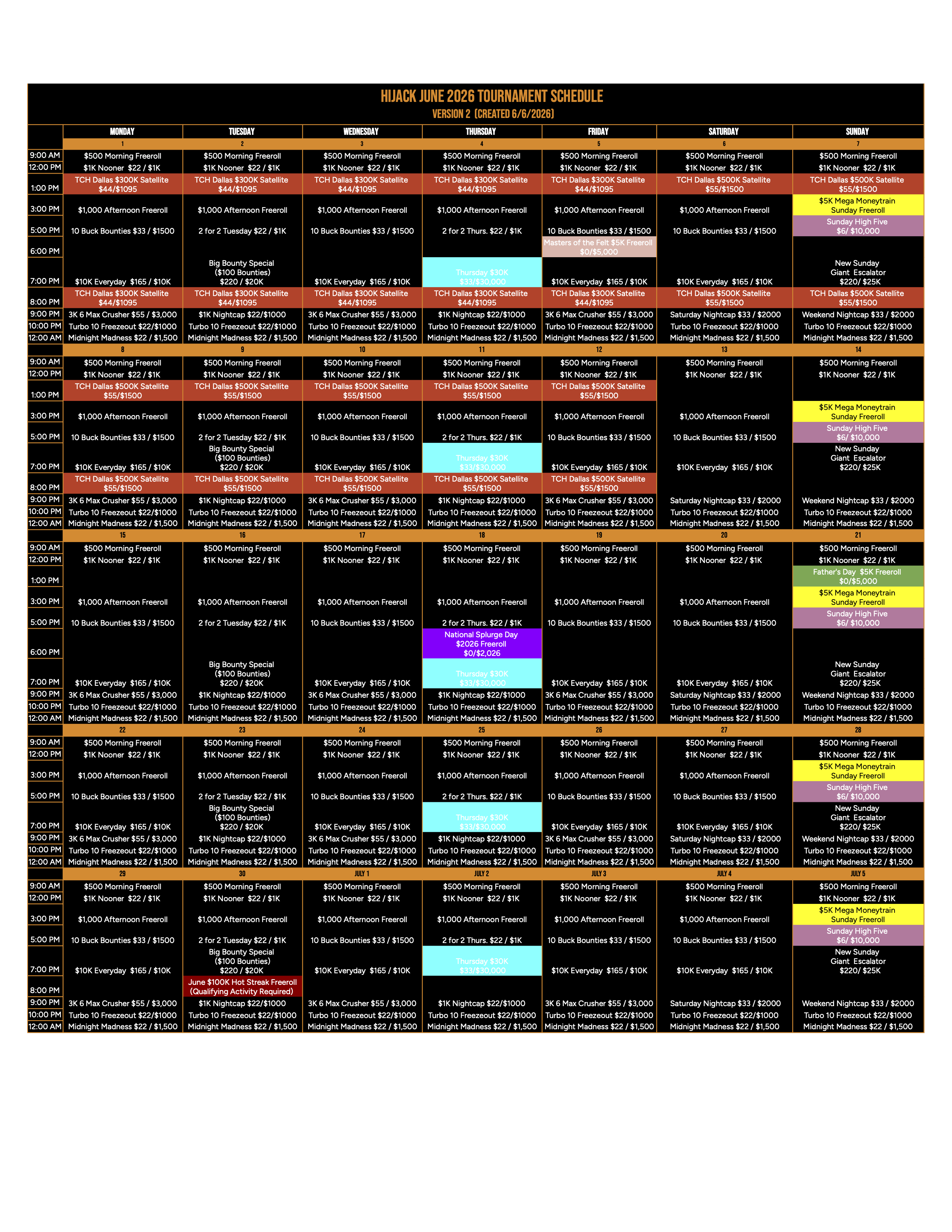 Hijack June 2026 Tournament Schedule v2