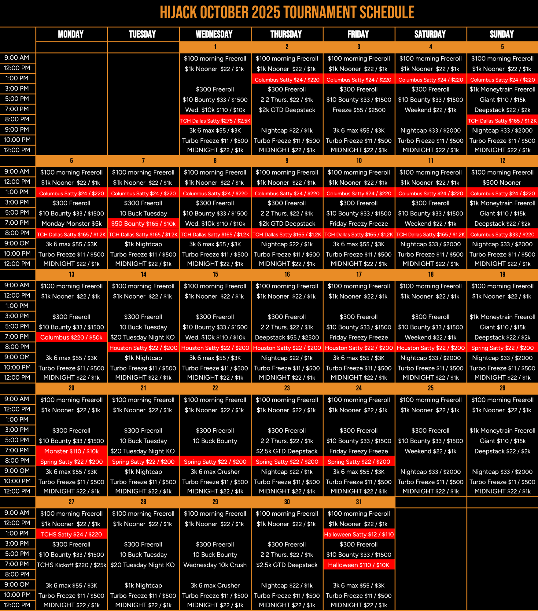 Hijack OCT Tournament Schedule (EXTERNAL) - .